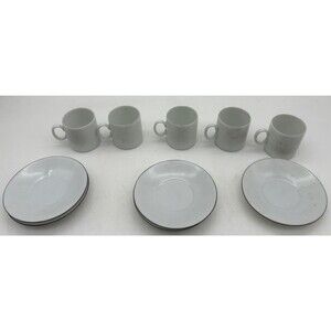 Vintage medallion porcelain RENNER five Piece  cup and saucer child’s tea set
